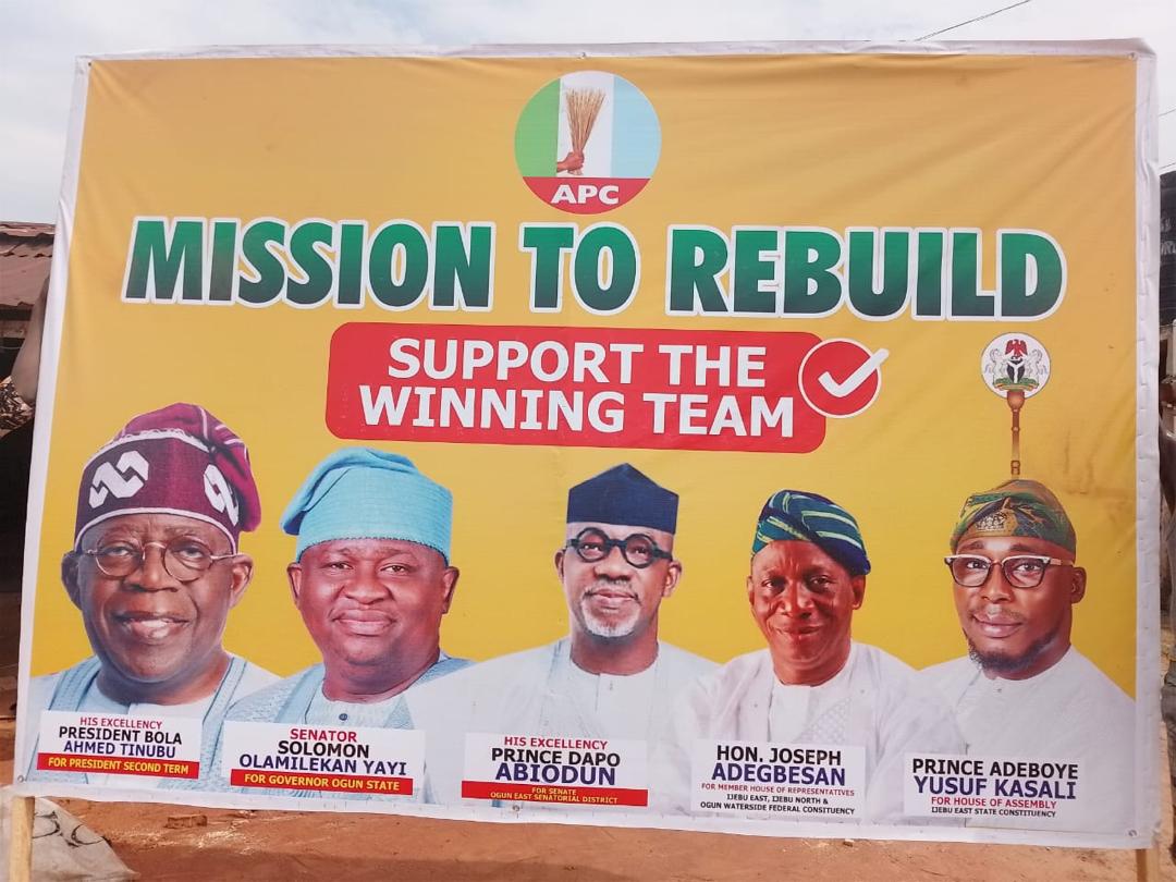 Mission to Rebuild billboard featuring the APC ticket