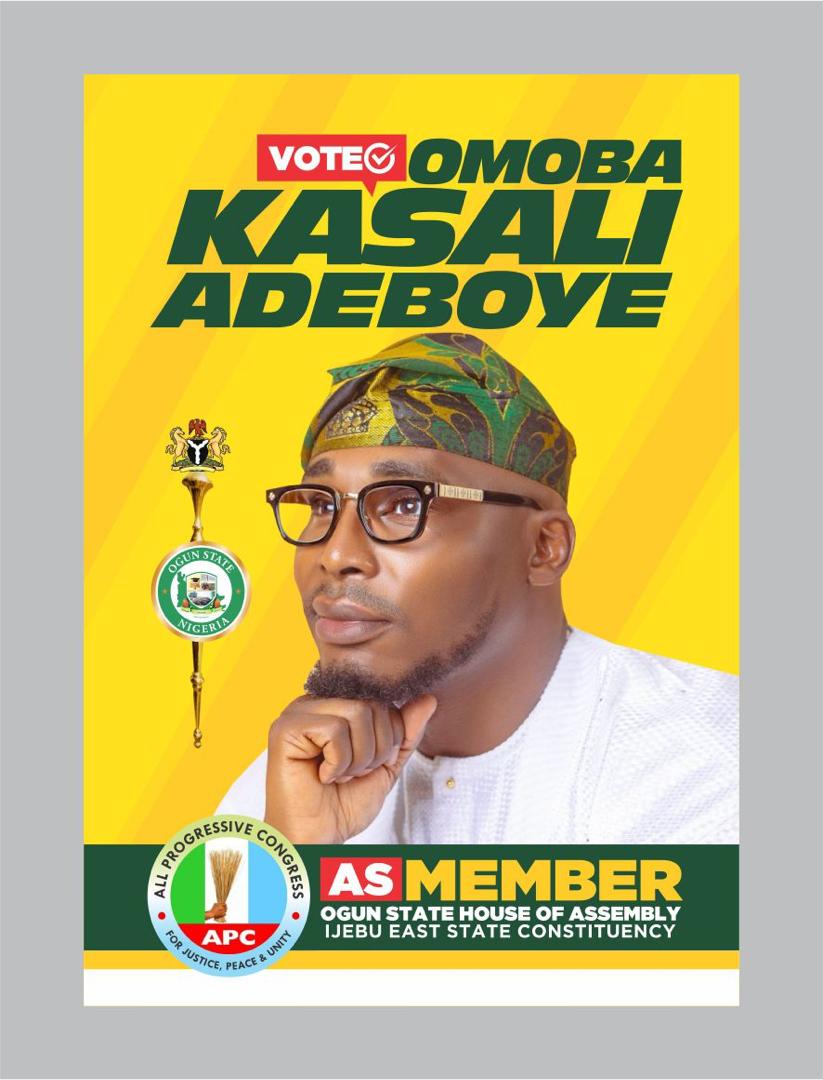 Vote Omoba Kasali Adeboye campaign poster